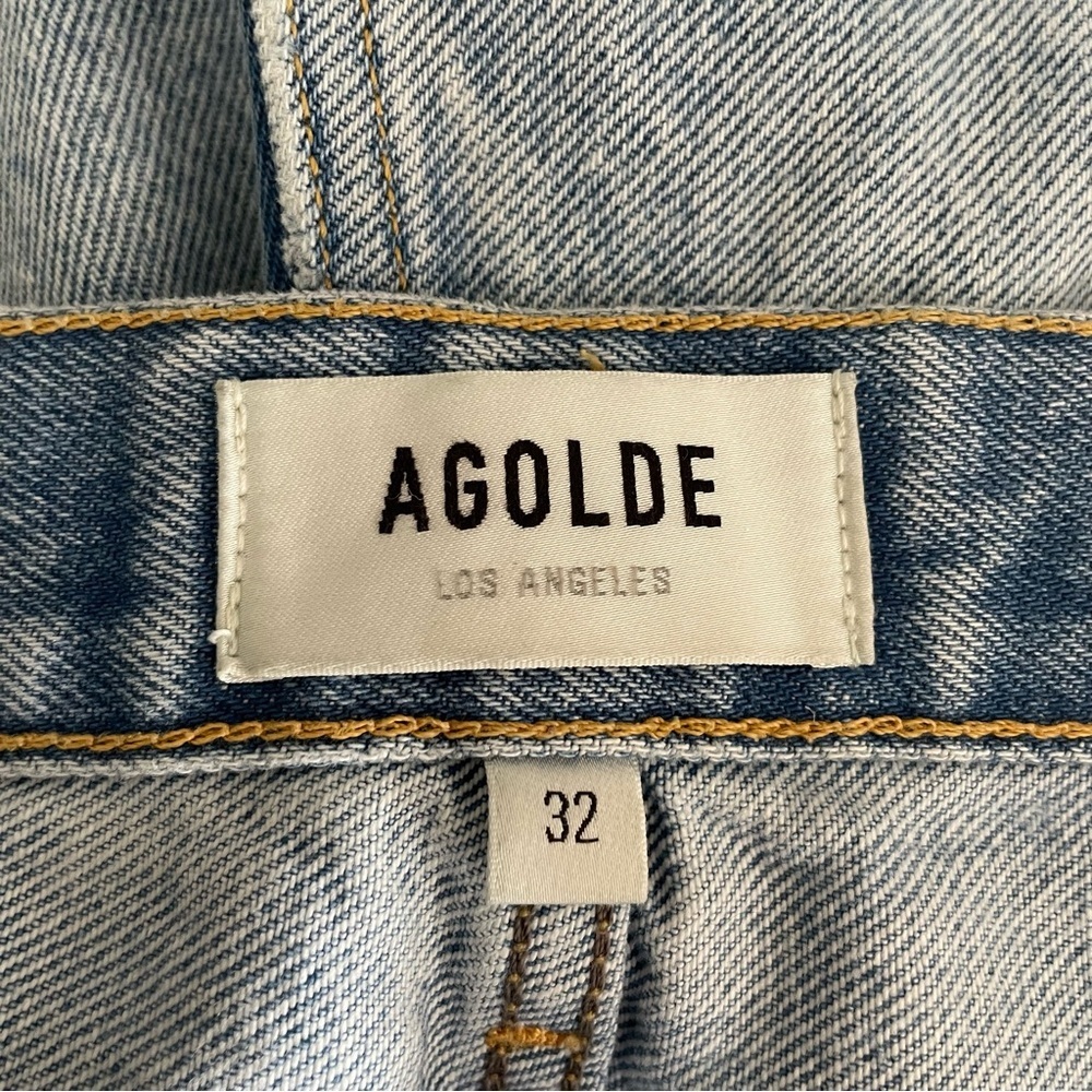 Agolde Parker High Waist Distressed Button Fly Denim Short Size 32 Plus - Picture 6 of 10